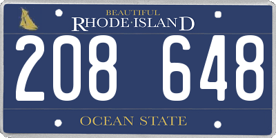 RI license plate 208648