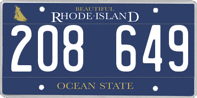 RI license plate 208649