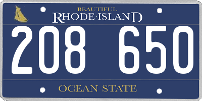 RI license plate 208650