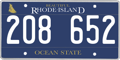 RI license plate 208652