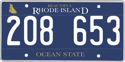 RI license plate 208653