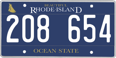RI license plate 208654