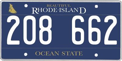 RI license plate 208662