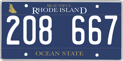 RI license plate 208667