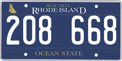 RI license plate 208668