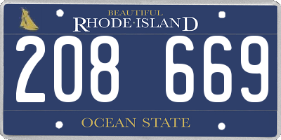 RI license plate 208669