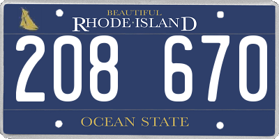 RI license plate 208670