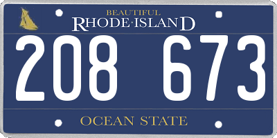RI license plate 208673