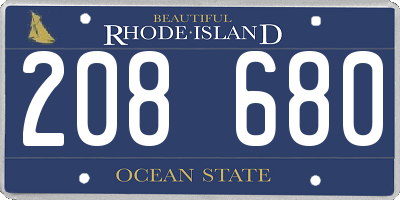 RI license plate 208680