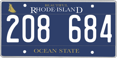 RI license plate 208684