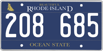 RI license plate 208685