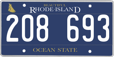 RI license plate 208693