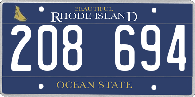 RI license plate 208694