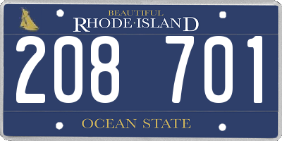 RI license plate 208701