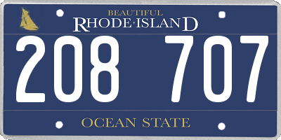 RI license plate 208707