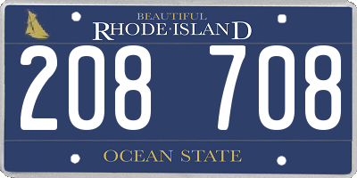 RI license plate 208708