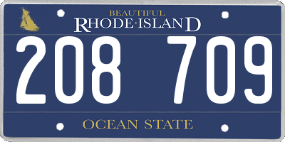 RI license plate 208709
