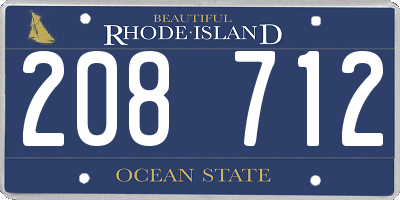 RI license plate 208712