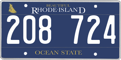 RI license plate 208724