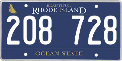 RI license plate 208728