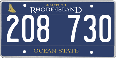 RI license plate 208730