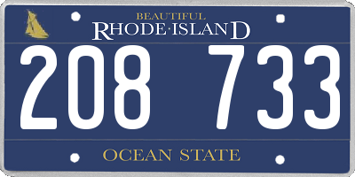 RI license plate 208733