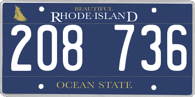 RI license plate 208736
