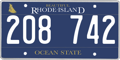 RI license plate 208742