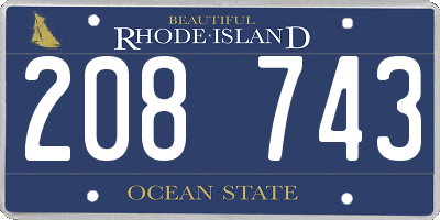 RI license plate 208743