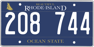 RI license plate 208744