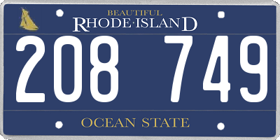 RI license plate 208749
