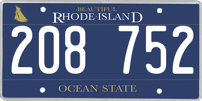 RI license plate 208752