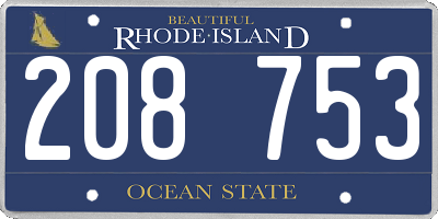 RI license plate 208753