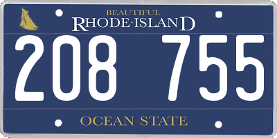 RI license plate 208755