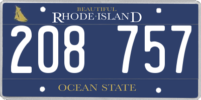RI license plate 208757