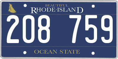 RI license plate 208759