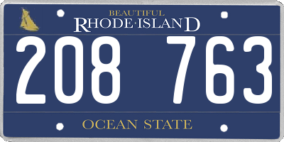 RI license plate 208763