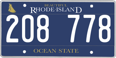 RI license plate 208778