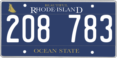 RI license plate 208783