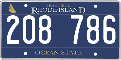 RI license plate 208786