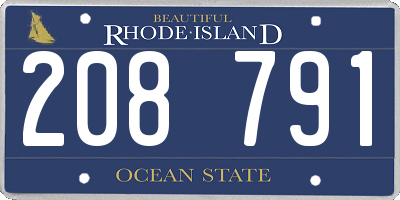 RI license plate 208791