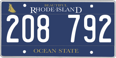 RI license plate 208792