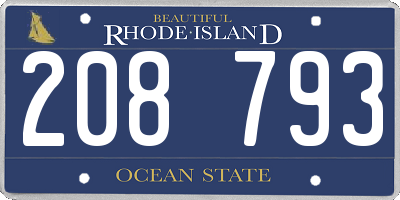 RI license plate 208793