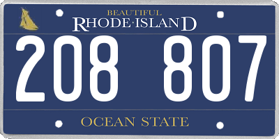 RI license plate 208807