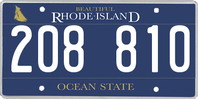 RI license plate 208810