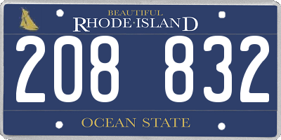 RI license plate 208832
