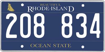 RI license plate 208834