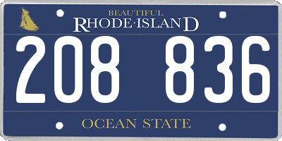 RI license plate 208836