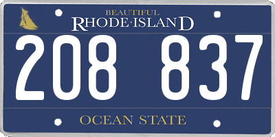 RI license plate 208837