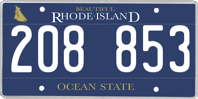 RI license plate 208853